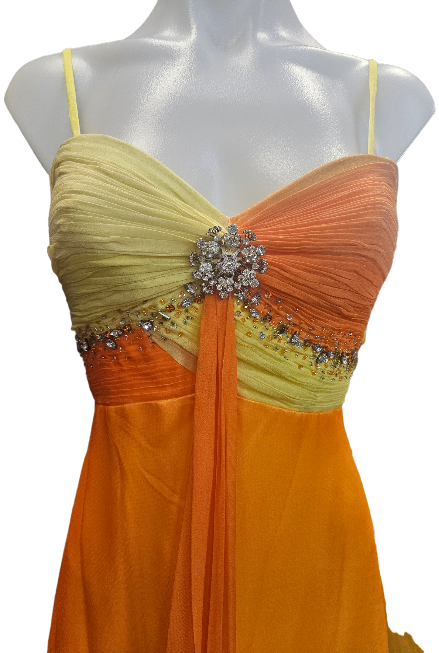2 Tone Orange/Yellow Chiffon Formal Dress