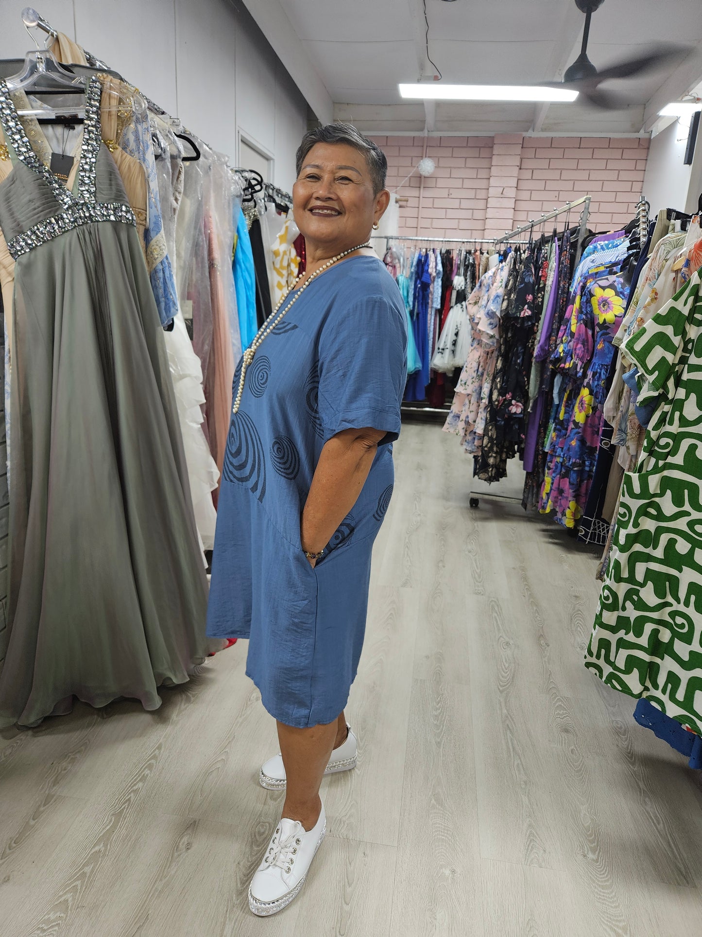 Linen Blend Shift Dress