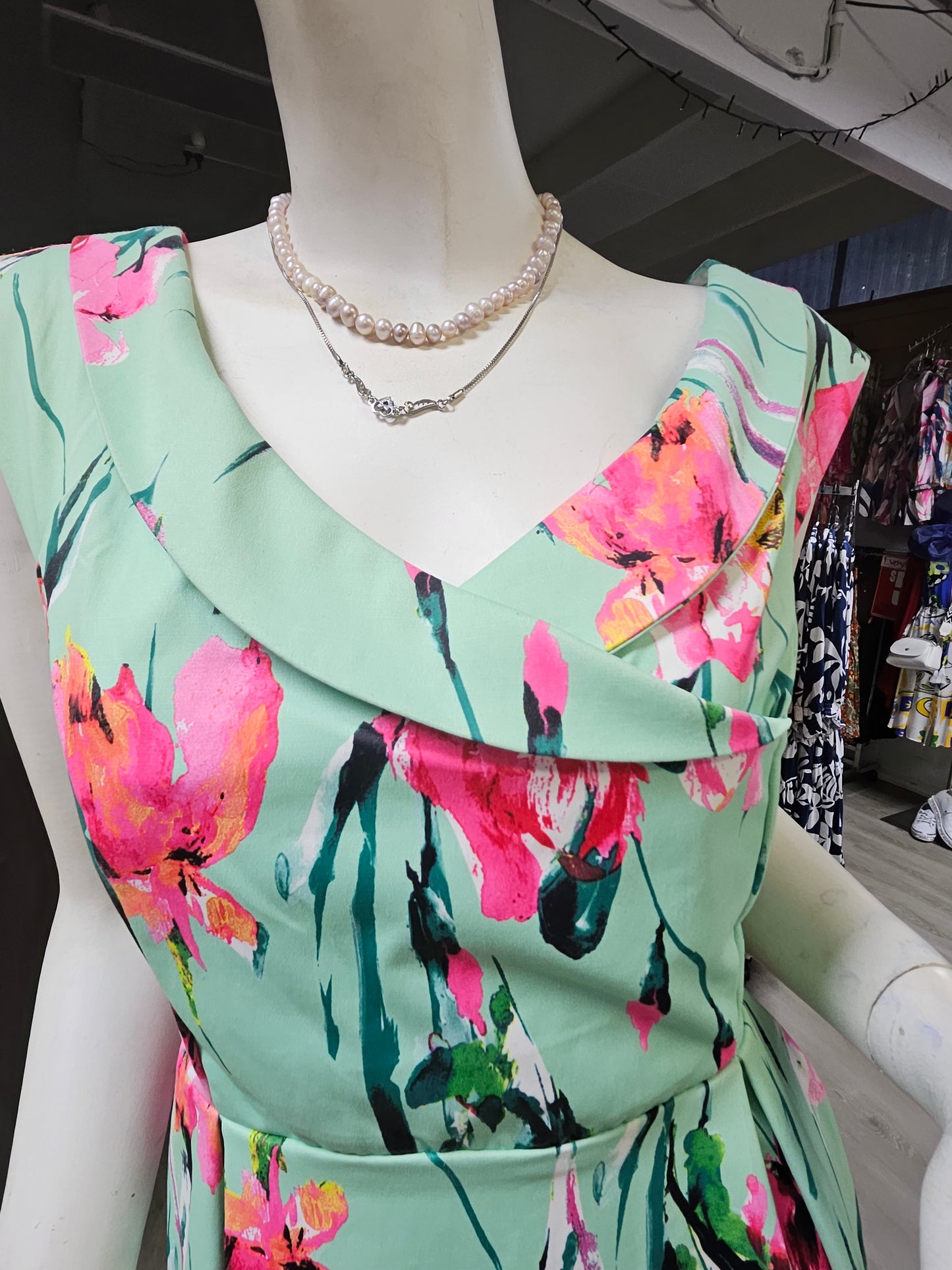 Mint Green Floral print dress