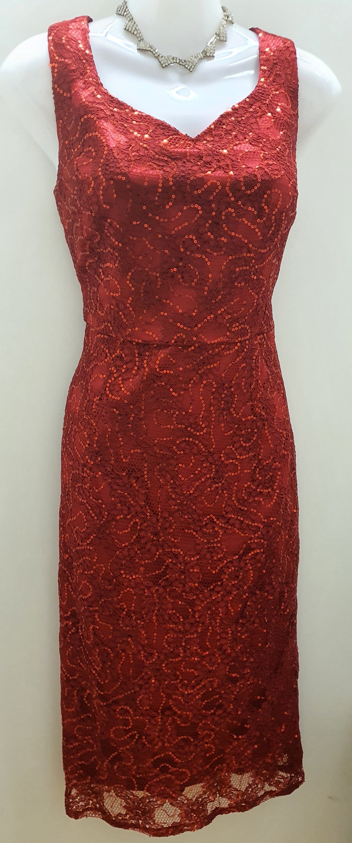 Red Sequence Lace Dress