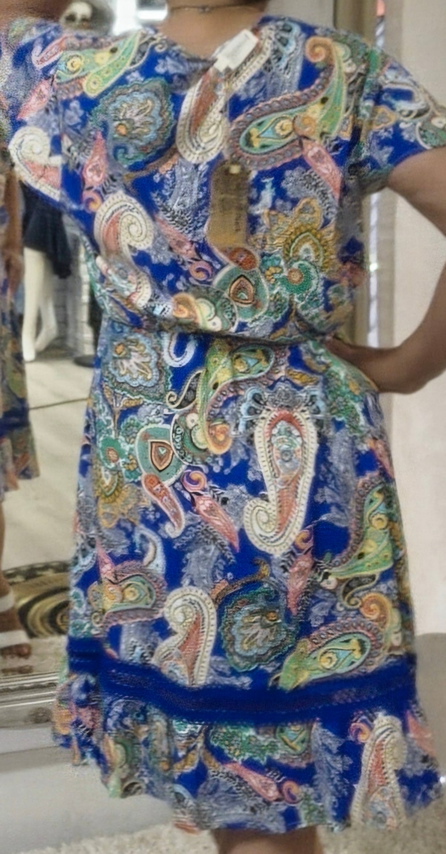 100% Rayon Blue print Dress