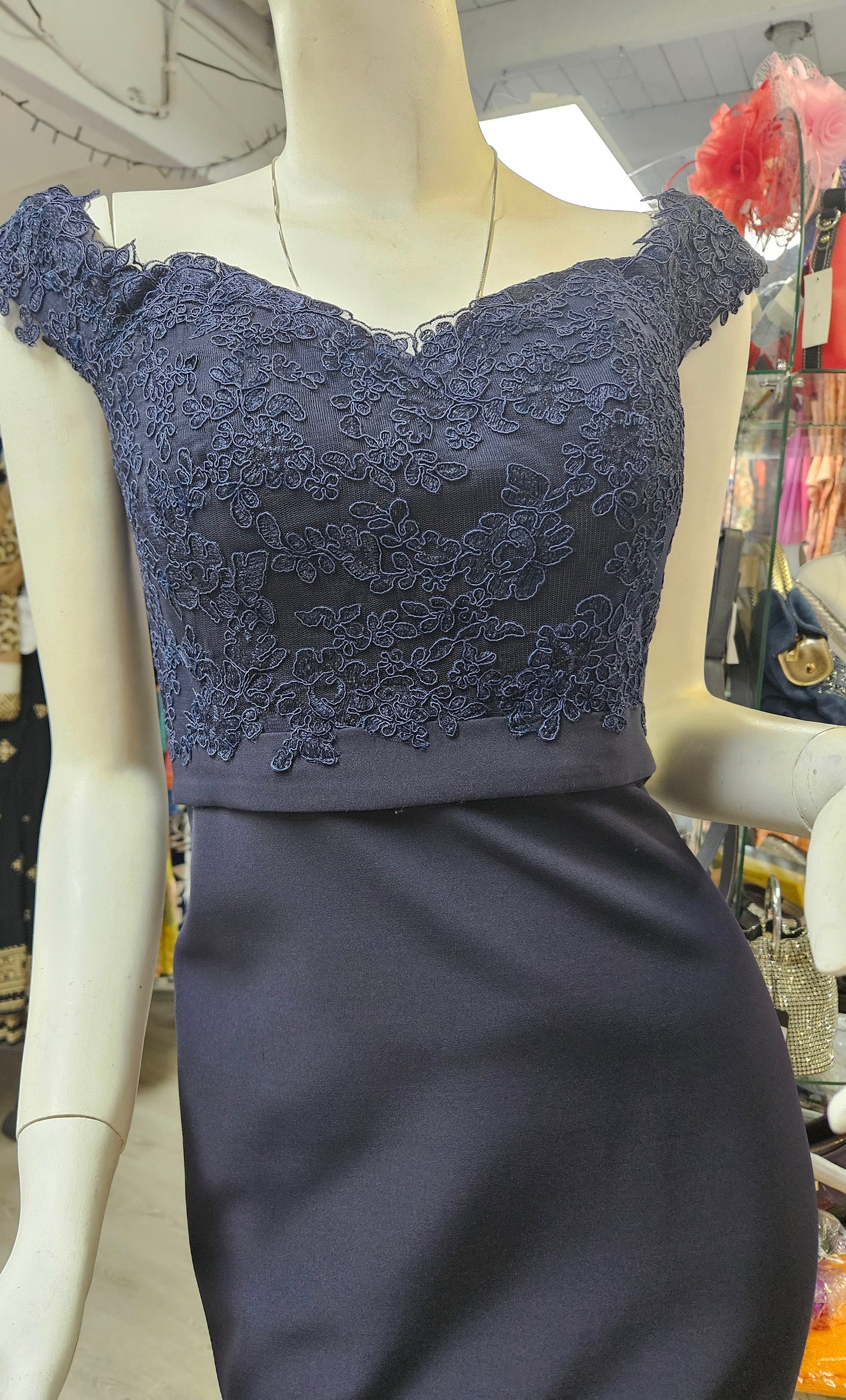 Jadore Off shoulder Navy Formal Dress