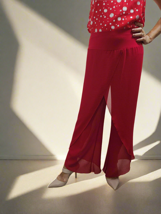 Red Chiffon overlay pants ( Made in Australia)