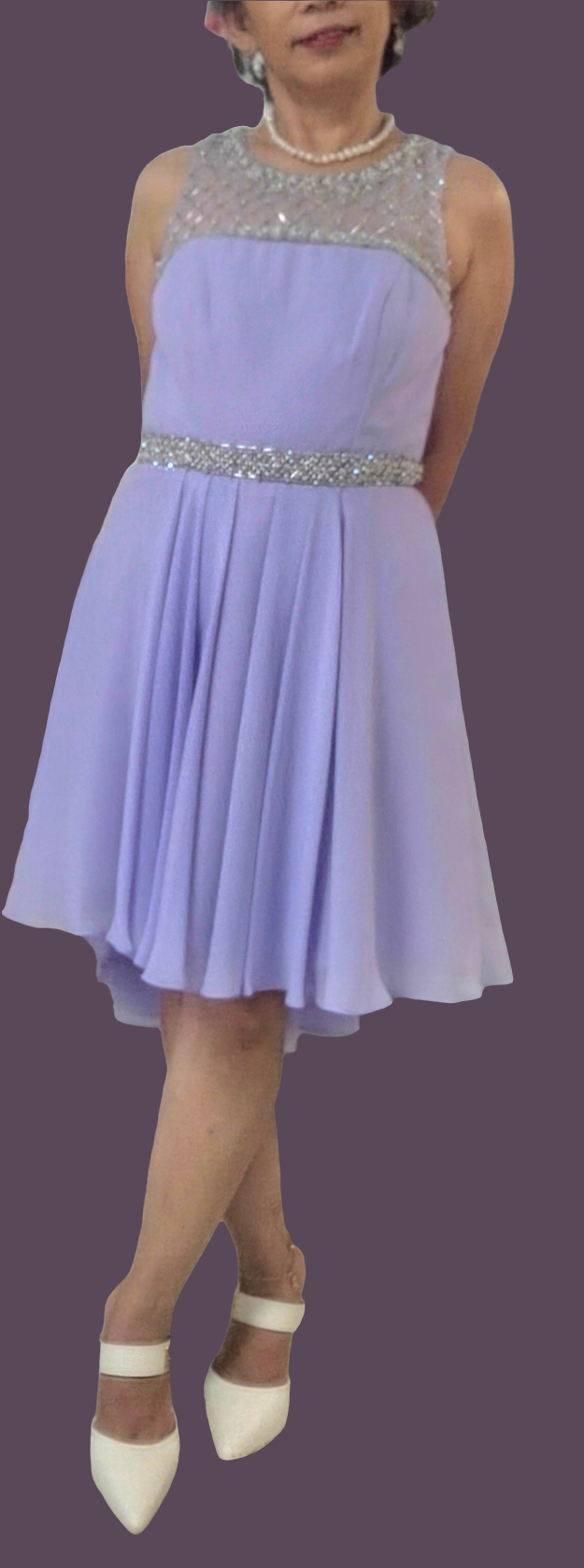 Lavender Chiffon High Low A Line Dress