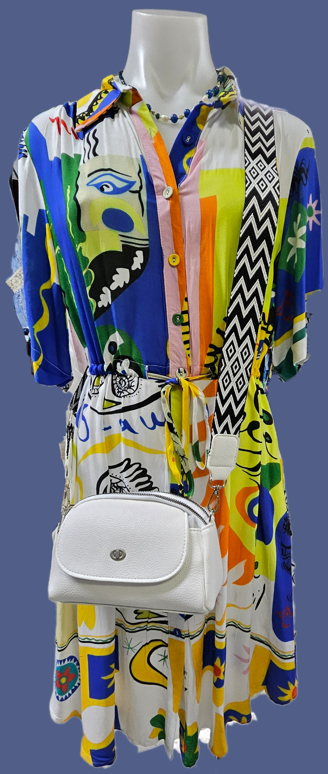 100% Viscose Curve Hem Shirt Dress