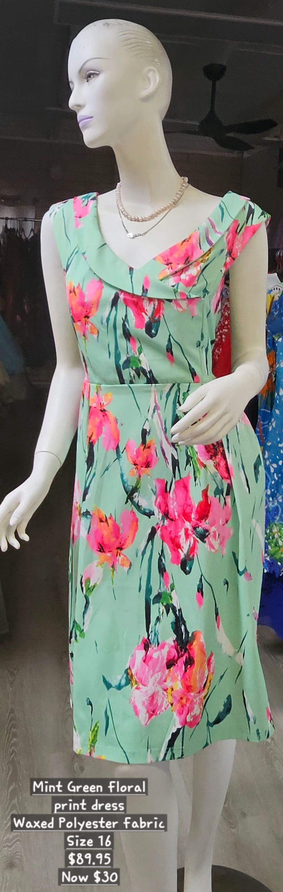 Mint Green Floral print dress