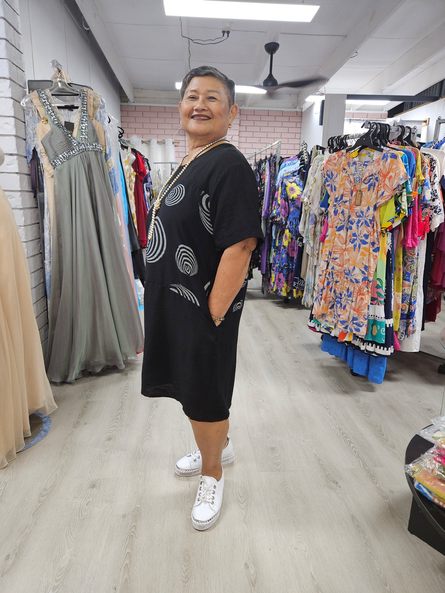 Linen Blend Shift Dress