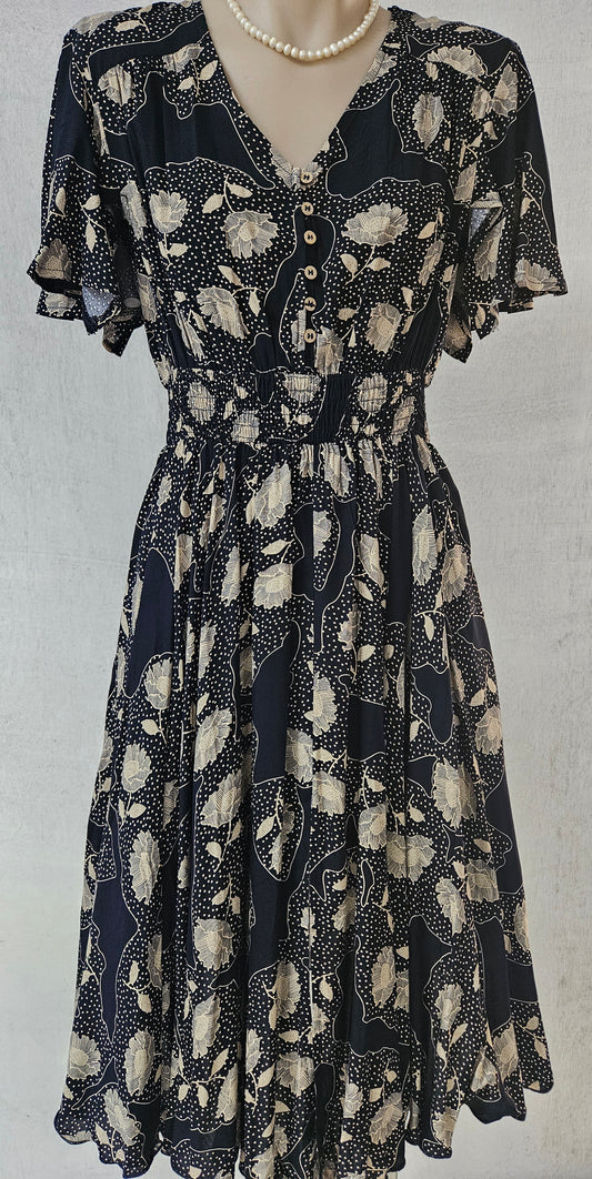 Navy Printed Dress