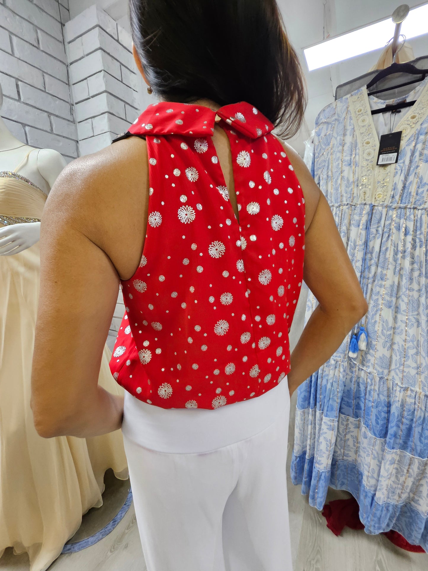 Carolyn Morgan Red Chiffon top