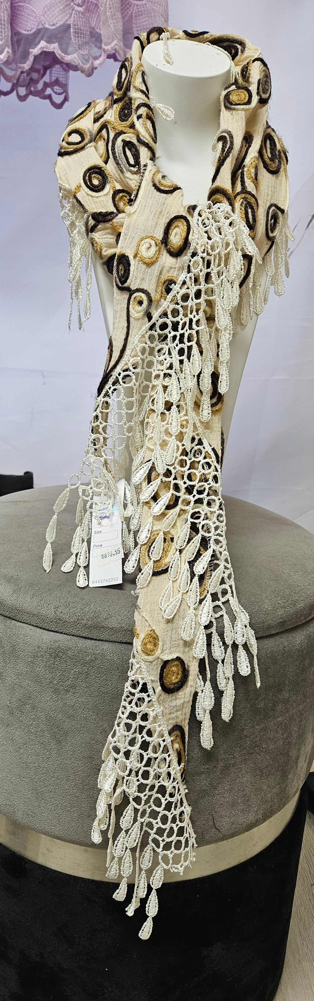 Embroidered triangular Scarf