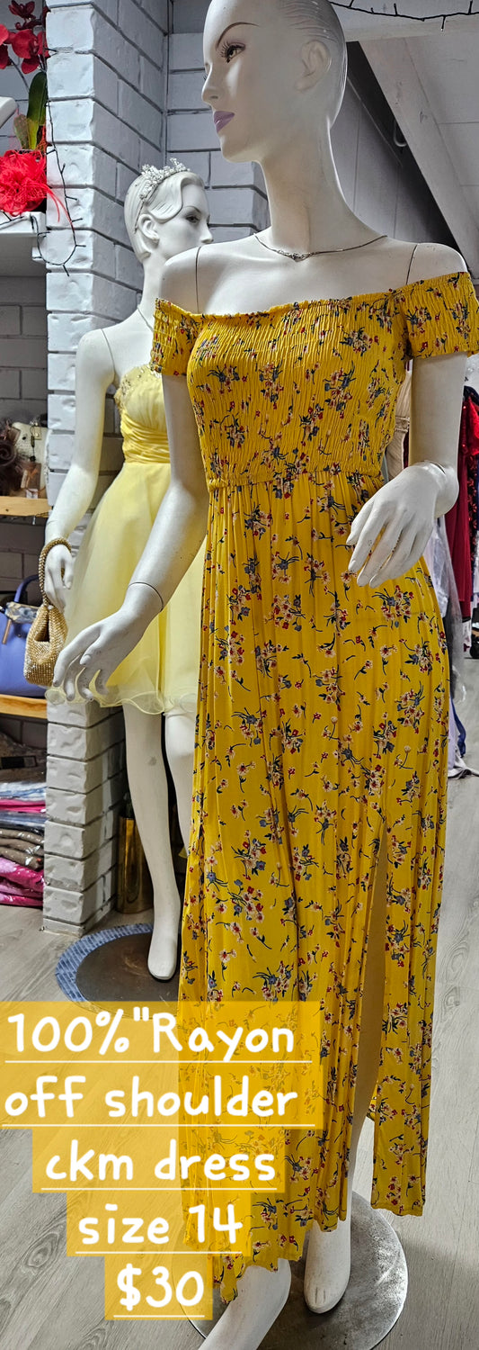 Off shoulder CKM Yellow Dress
