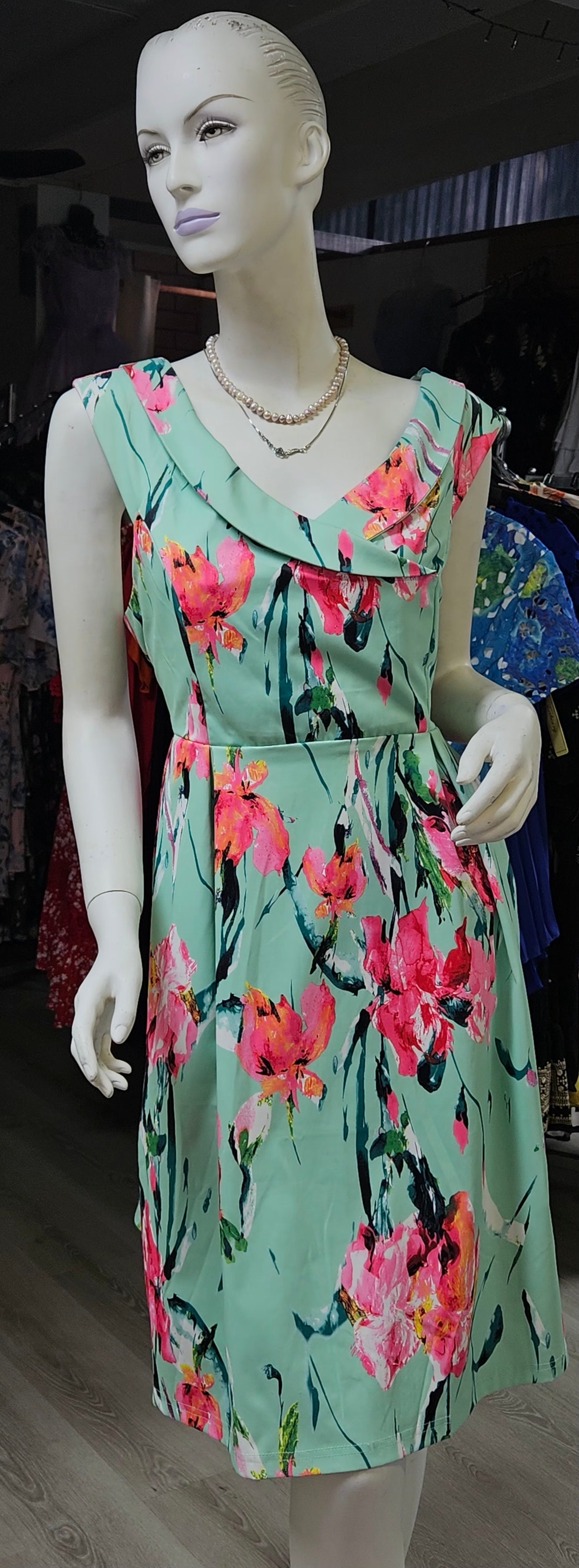 Mint Green Floral print dress