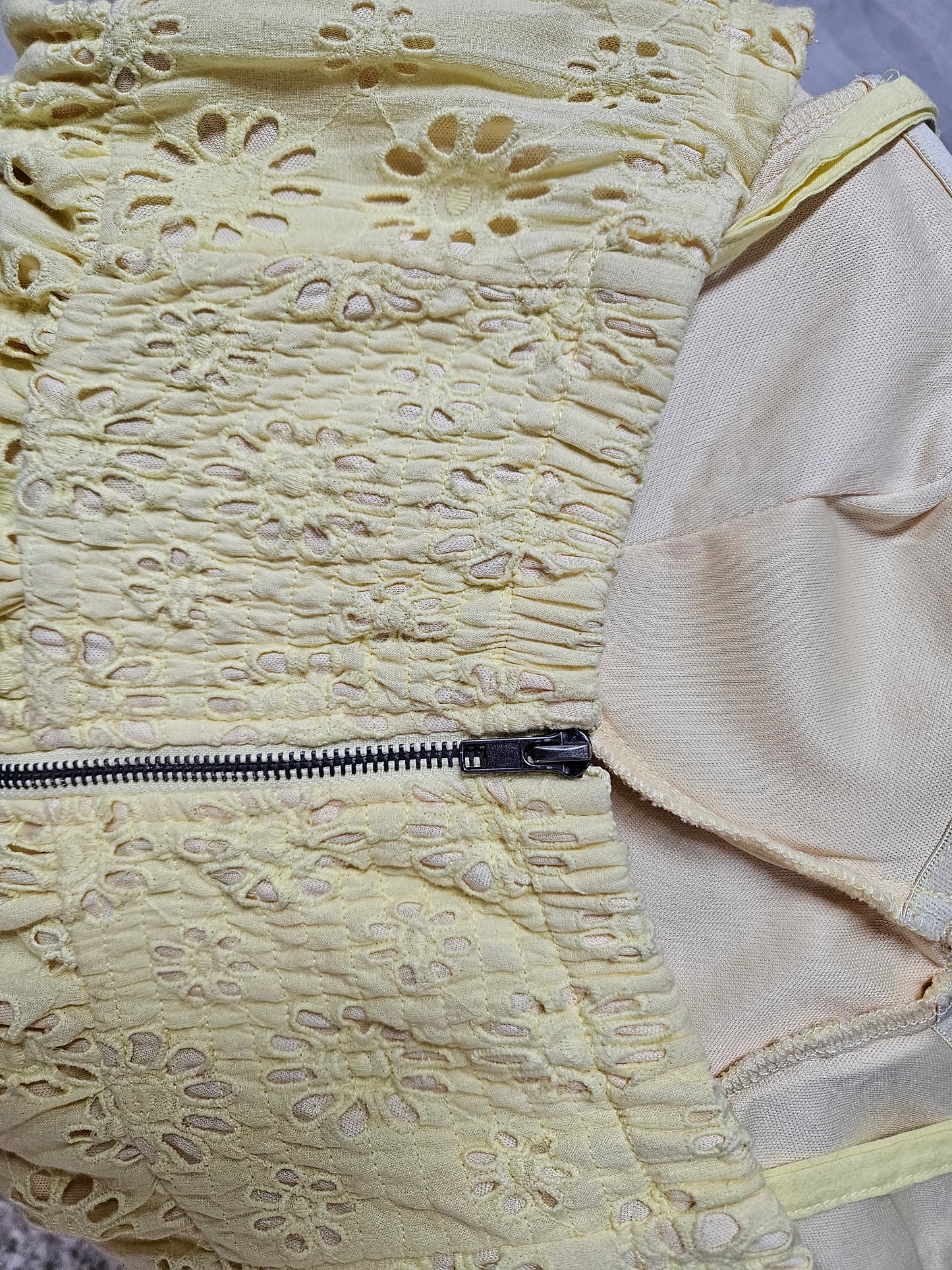 Yellow Eyelet Embroidered Dress