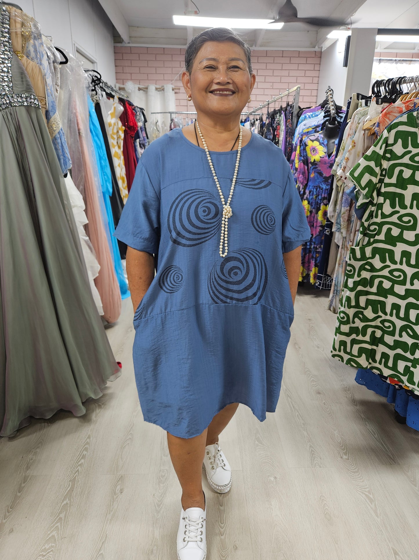 Linen Blend Shift Dress