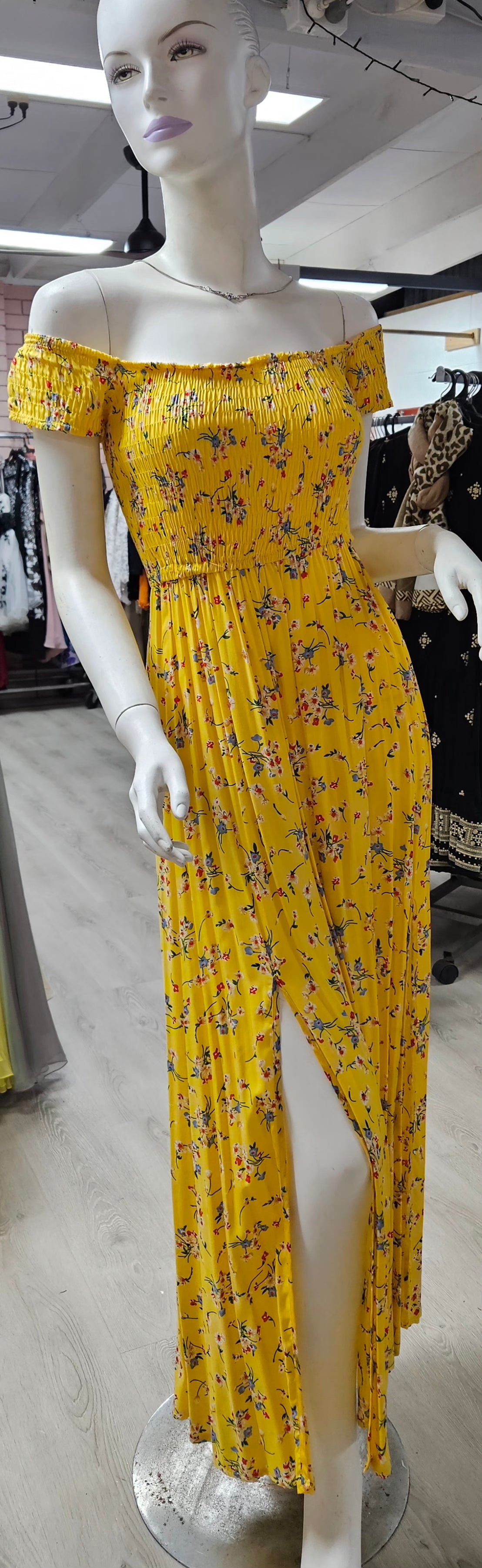 Off shoulder CKM Yellow Dress