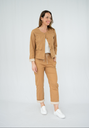 Linen Blend Jacket/Top & Pants Set