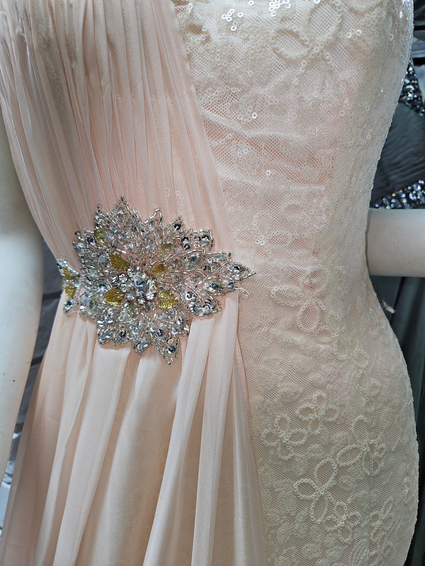 One Shoulder Pink Salmon Formal Dress